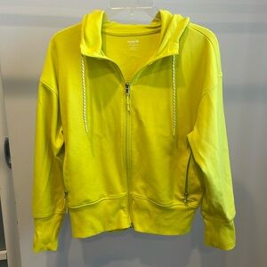 Old Navy Active Dynamic Fleece, Neon Yellow Zip-up Hoodie, Size M